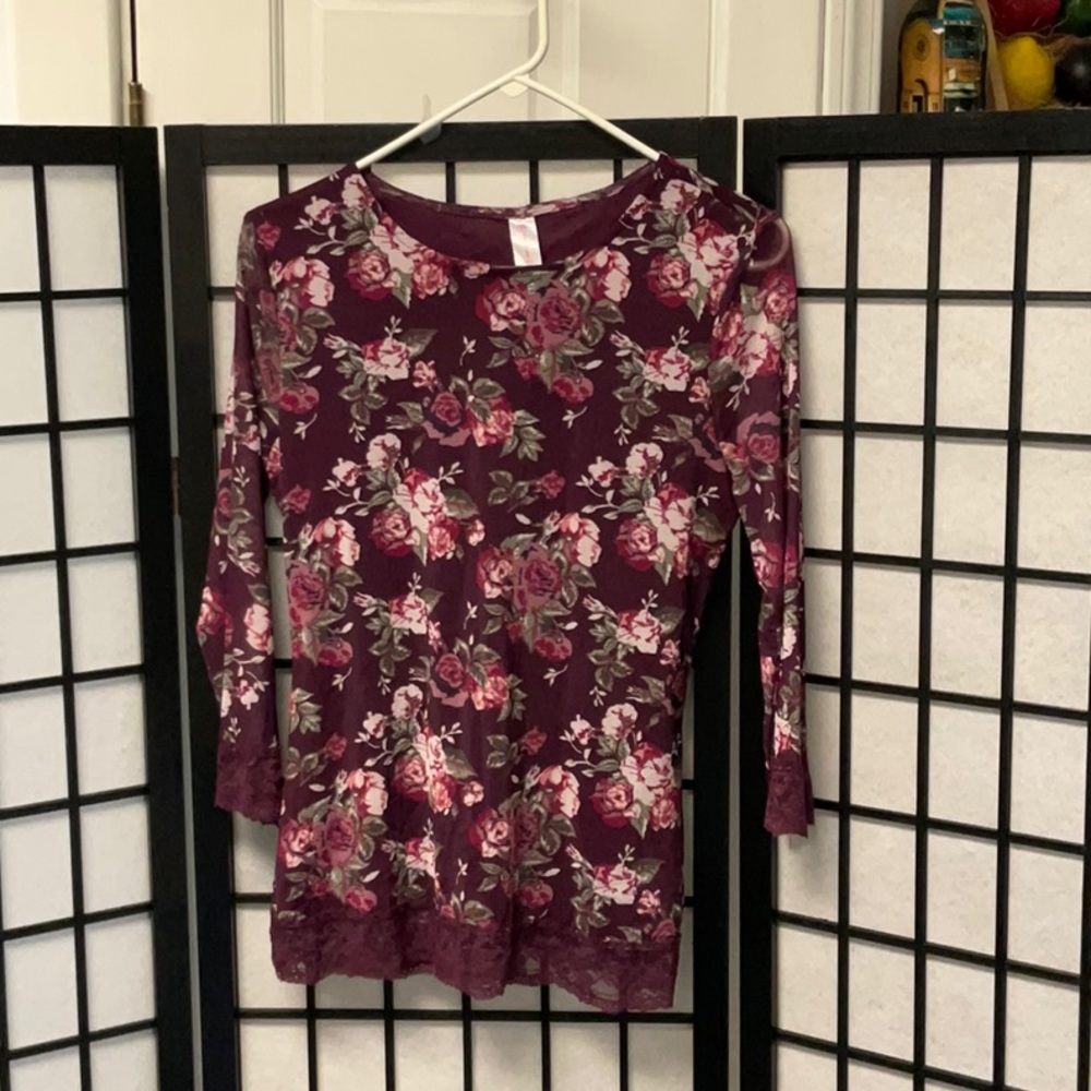 Floral Burgundy Women's Top